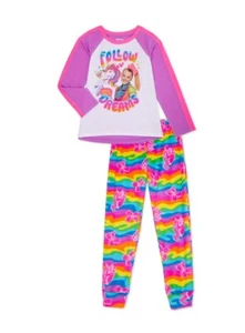 NWT 2-Piece Girls 6-6X JOJO Siwa Pajamas PJ Unicorn Rainbow Dance Bow Set - Picture 1 of 4