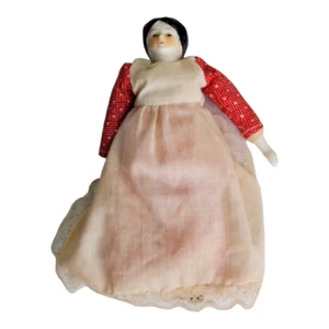 Shackman Porzellan Stoffpuppe 7 Zoll groß Pionier/Prärie Kleid Vintage - Bild 1 von 6