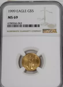 1999 $5 Gold American Eagle : NGC MS69 - Picture 1 of 4