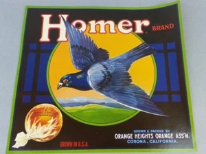 10 Piezas Original De Colección Stock Muerto HOMER Sunkist Naranjas Frutas Caja Etiqueta de Papel  - Imagen 1 de 5