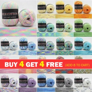 Mixed Job Lot Colourful DK Knitting Crochet Milk Soft Baby Cotton Wool Yarn - Picture 1 of 40