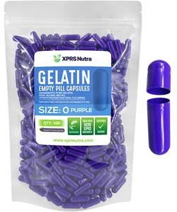 Size 0 Purple Empty Gelatin Capsules Gelcaps Pills Kosher Caps - Picture 1 of 11