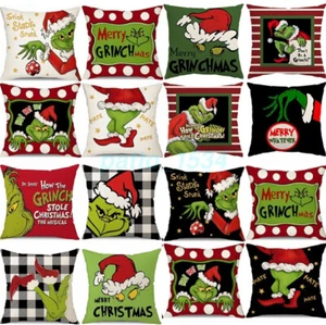 4PCS Xmas The Grinch Cushion Cover Pillow Case Sofa Throw Home Decor Xmas Decor - Picture 1 of 42