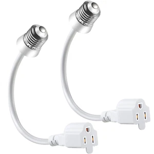 2 Pack 3 Outlet Light Socket Adapter, Convert E26/E27 Bulb Socket to 3 Prong Out - Picture 1 of 12