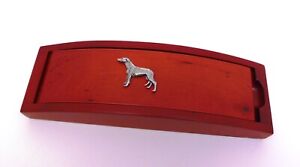 Greyhound on Red Wooden Pen Box and Pens Set Greyhound Gift Mum Dad Xmas Gift