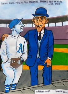 Dibujo Cubano CONNIE MACK Salón de la Fama del Béisbol FILADELFIA ATLETISMO Cuba Arte - Imagen 1 de 2