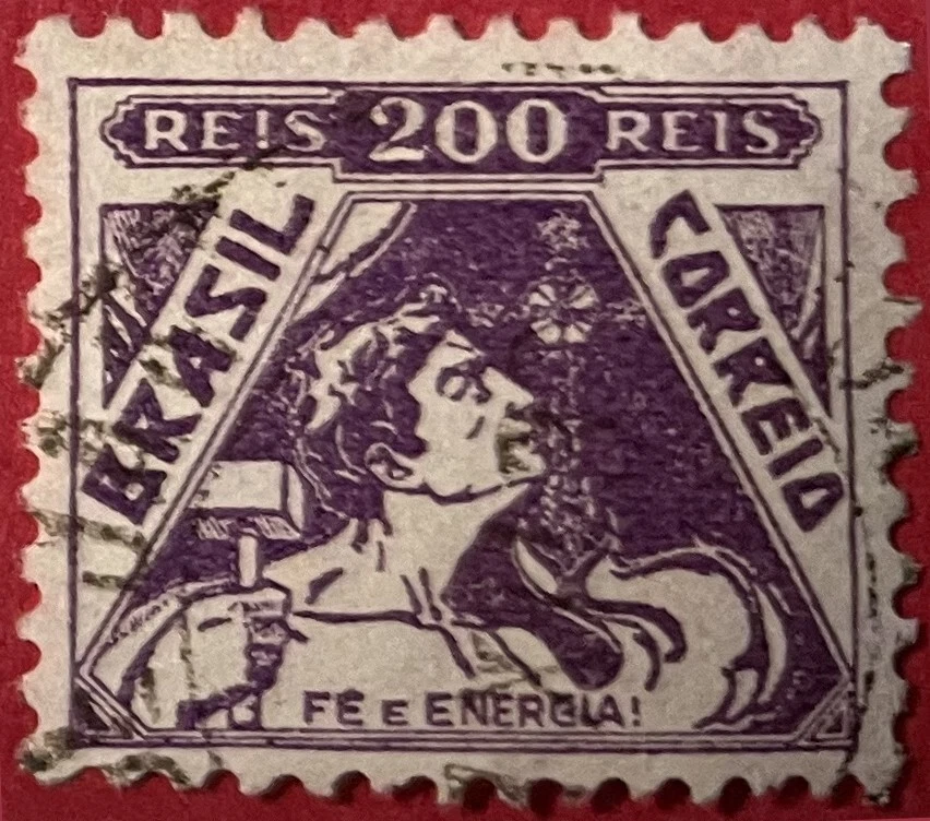 Brazil 1933 200 R Faith and Energy Sc-385 Violet Used No3 #Wh64 - Image 1 of 1