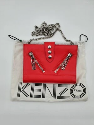 Kenzo Red Mini Kalifornia Leather Chain Shoulder Bag With Dust Bag [Very Good] - Image 1 of 4