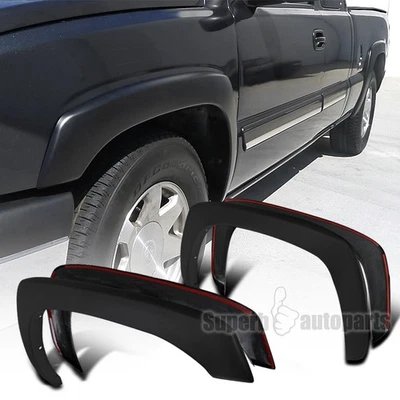 Fits 1999-2006 Chevy Silverado OE Style 4PC Extended Fender Flares Protector - Image 1 of 4