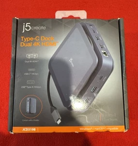 j5create Type-C Dock Dual 4K HDMI (JCD3198) 11-in-1 Functions Windows/macOS NEW - Picture 1 of 2