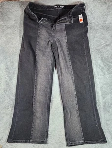 Old Navy Damen Colorblock Jeans Gr. 14 schwarz himmelhoch weites Bein hoher Bund  - Bild 1 von 7