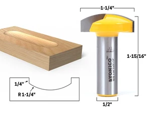 1-1/4" Radius Horizontal Crown Router Bit - 1/2" Shank - Yonico 16175 - Picture 1 of 1