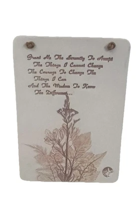 Placa Dios Concédeme la Serenidad Oración Pizarra Piedra Colgante de Pared Cuero Colgador Foto 1 de 4