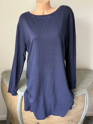Old Navy Sweatshirt Dress XL Blue Long Sleeve Terry Basic Crew Comfy Lounge Cute - Image 1 of 4