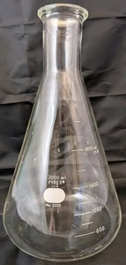 Vintage USA Made 5320 Pyrex Heavy Wall Graduated Erlenmeyer Flask 2L 2000ml  - Picture 1 of 6