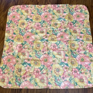 Mantel Vintage Floral Vinilo y Algodón Cuadrado 52" Rosa Amarillo Verde Pastel - Imagen 1 de 5