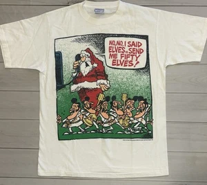 Vintage Santa Elvis Mens Christmas Shirt Large 90s Mother Goose & Grimm VTG - Picture 1 of 11