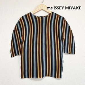 me ISSEY MIYAKE Stripe Pleats Short Sleeve Top Women Japan One Size Pre-owned - Picture 1 of 14