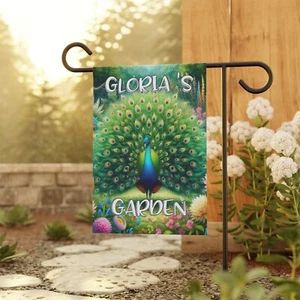 Garden Flag or Porch Banner Outdoor Personalized Peacock Double Sided No Pole - Picture 1 of 7