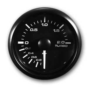 MGS 52mm Electrical Turbo Boost Gauge -1 ~ 2 BAR White & Amber LED Black Bezel - Picture 1 of 7