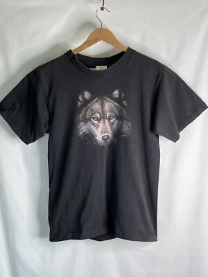 复古 Mystical Wolf T 恤 M Big Face 图形单针美国 Y2K T 恤 GHN9。 — 第 1/4 张图片