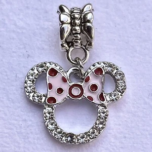 Emaille Tupfen Schleife Disney MINNIE MOUSE Armband Charm KRISTALL Anhänger Perle - Bild 1 von 13