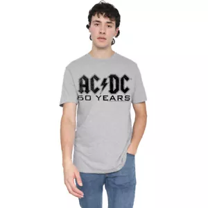 AC/DC 50 Years Logo Black T-Shirt S-2XL, Athletic Heather - Picture 1 of 5