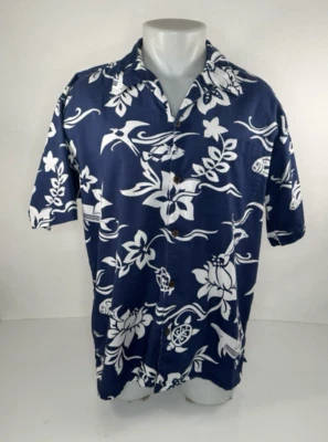 PATALOHA Patagonia - Whale Dolphin Fish Floral Hawaiian Aloha Sea Turtle L Shirt Foto 1 de 4