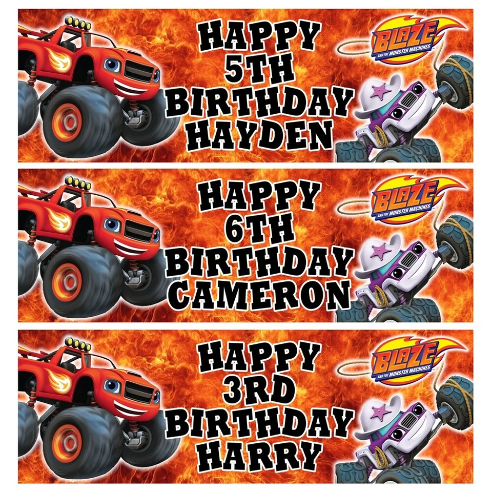 BLAZE Personalised Birthday Banners - Monster Trucks Birthday Banners - Blaze - Image 1 of 1