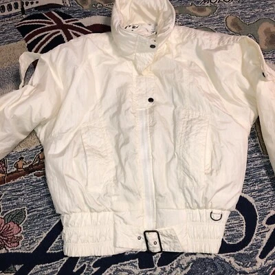 RAINBOW WEST Impermeable Raro De Colección Para Mujer Talla Mediana Años 90’s Chaqueta de Esquí Cinturón Blanco Foto 1 de 4