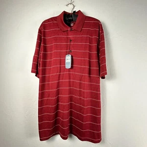 Greg Norman Mens Large Red Stripes Play Dry Moisture Wicking Golf Shirt NWT$69 - Picture 1 of 8