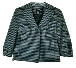 East 5th Blazer Women Size Small Black Gray Houndstooth Lined Jacket - Picture 1 of 10