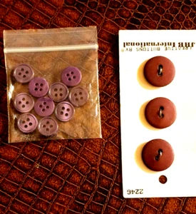 Maroon Red #2246 3/4" Buttons Washable Drycleanable+ 10X Purple 11mm 4 Hole Fla - Picture 1 of 3