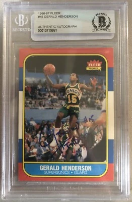 1986-87 Fleer - #45 Gerald Henderson BAS Beckett Authentic Signed - Image 1 of 2