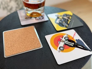 Classic Car Coasters. Set of 4 Vintage Porsche coasters. Mad Men collection? - Picture 1 of 7