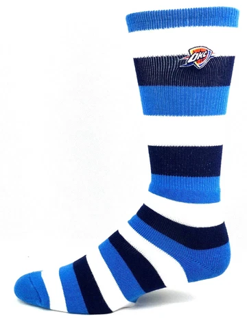 Oklahoma City Thunder Men's Crew Socks Pro Stripe Light Blue Navy and White New Cover