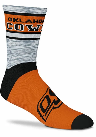 Oklahoma State Cowboys NCAA For Bare Feet Double Deuce Gray Crew Socks *Large Cover