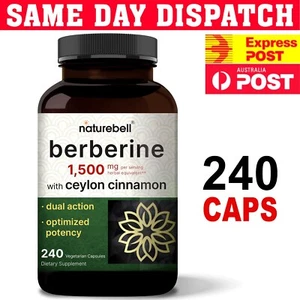 Naturebell BERBERINE HCL 1500mg with ceylon cinnamon 1200mg 240 Caps Free Post ! - Picture 1 of 3