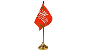 Merry Christmas Red Table Desk Flag 10 x 15 cm - Picture 1 of 7