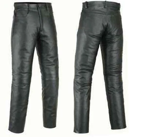 Echtleder Biker Jeans Stil lässig klassisch schwarz Hose Größe 54" Taille - Bild 1 von 4