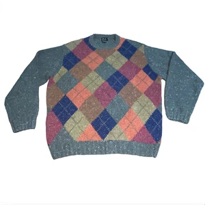 Maglione Jos A Bank uomo taglia XL misto lana di agnello caldo multicolore Argyle Preppy - Foto 1 di 7