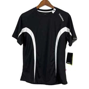 NEW! Diadora Emano Jersey Base Layer Top Short Sleeve Black White - M - Picture 1 of 5