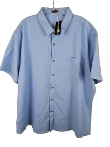 Coofandy Shirt Mens Size 2XL Button Down Short Sleeve Rayon Linen Woven Blue - Picture 1 of 7