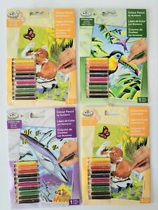 LOT OF 4 ROYAL & LANGNICKEL COLOUR PENCIL BY NUMBERS SETS NEW, UNUSED