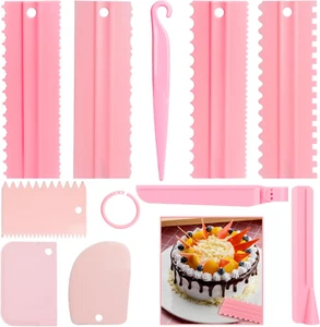 9PCS Cake Scraper Set with Cake Scraper Smoother Set, Adjustable Icing Scraper P - Picture 1 of 12