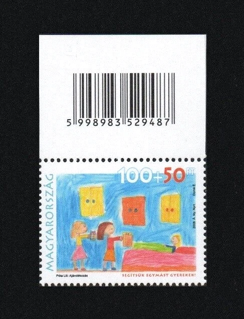 HUNGRÍA 2008 - Ayuda para niños. Sello con código de barras. MNH. Foto 1 de 1