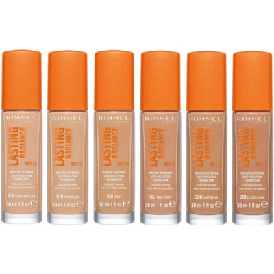 RIMMEL Lasting Radiance Medium Coverage Foundation 30ml  - CHOOSE Your Shades** - Image 1 of 3
