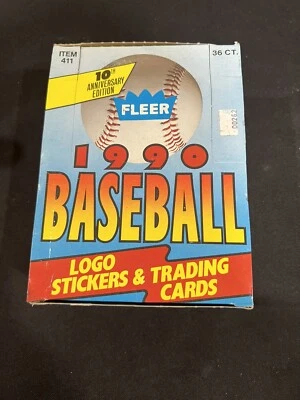 1990 Fleer Baseball Wax Box 36 Packs Factory Sealed - Case  Fresh Ken Griffey Jr - Image 1 of 4