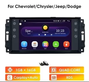 RADIO 2 DIN PER JEEP WRANGLER JK 1GB 16GB NAVIGATORE GPS BLUETOOTH CARPLAY DODGE - Foto 1 di 4