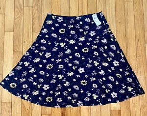 Linen Blend Skirt Ann Taylor Women’s 2 Blue Floral A Line Lined Back Zip New - Bild 1 von 5